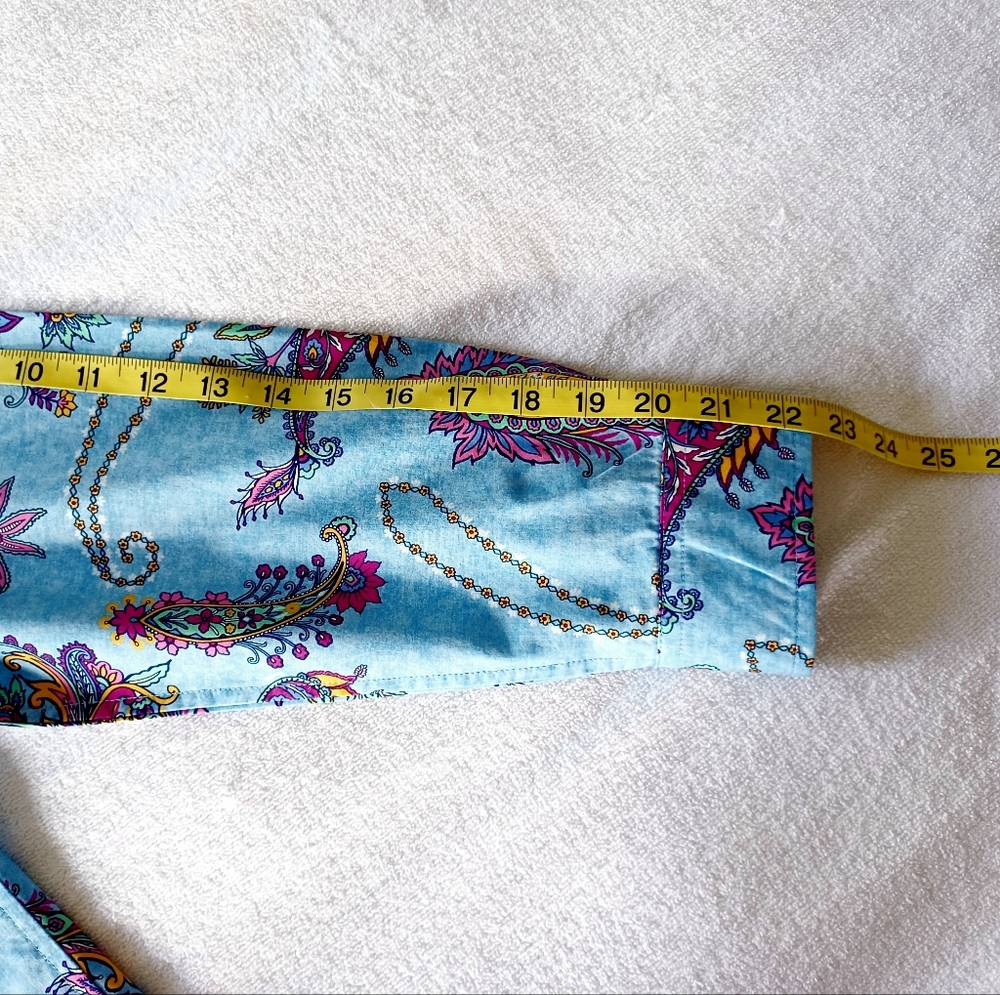 Talbots Cotton Button Front Shirt - Swirly Paisley, Size Lp - Picture 14 of 16